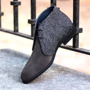 DapperFam Vivace in Nailhead / Grey Men's Sartorial & Lux Suede Chukka