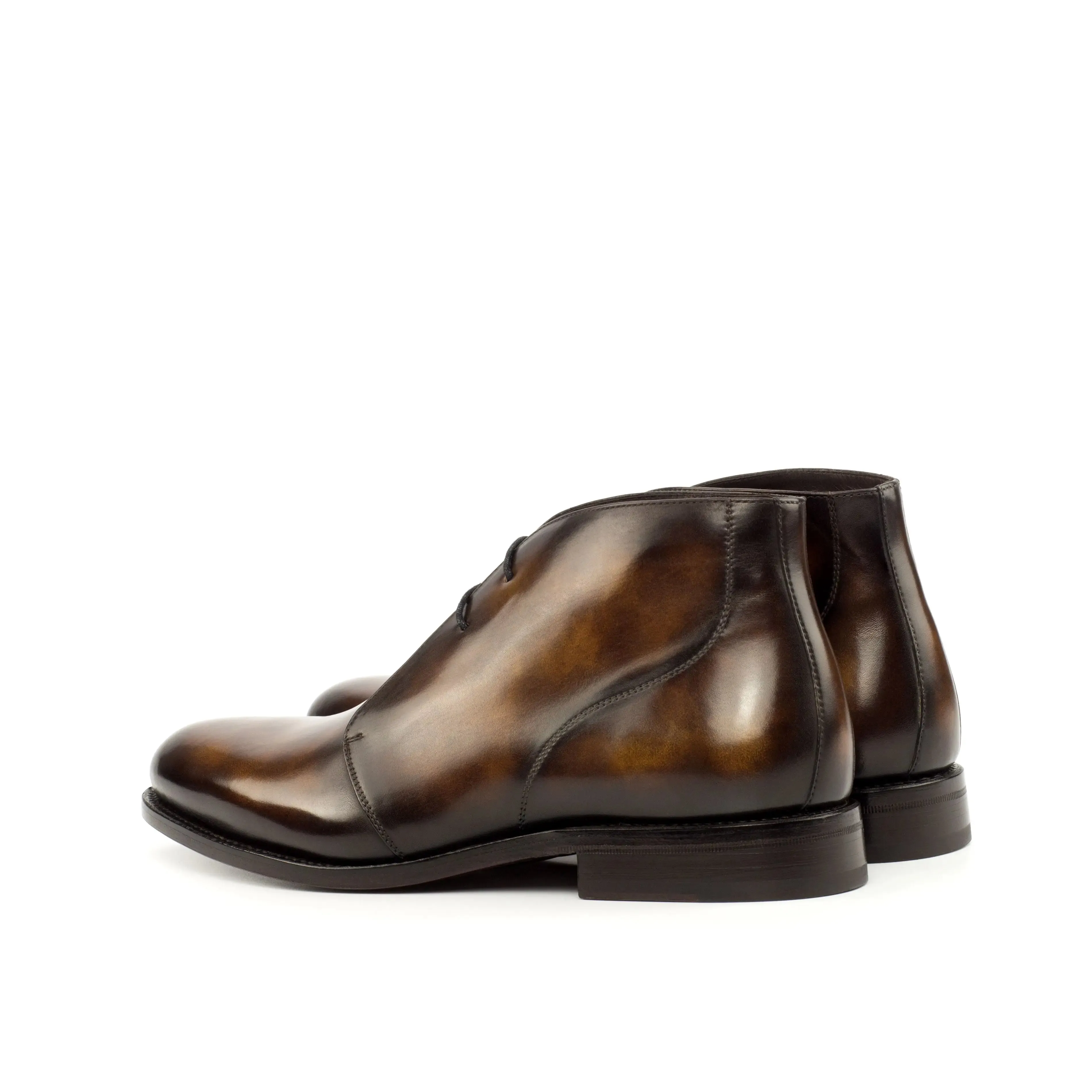 DapperFam Vivace in Tobacco Men's Hand-Painted Patina Chukka
