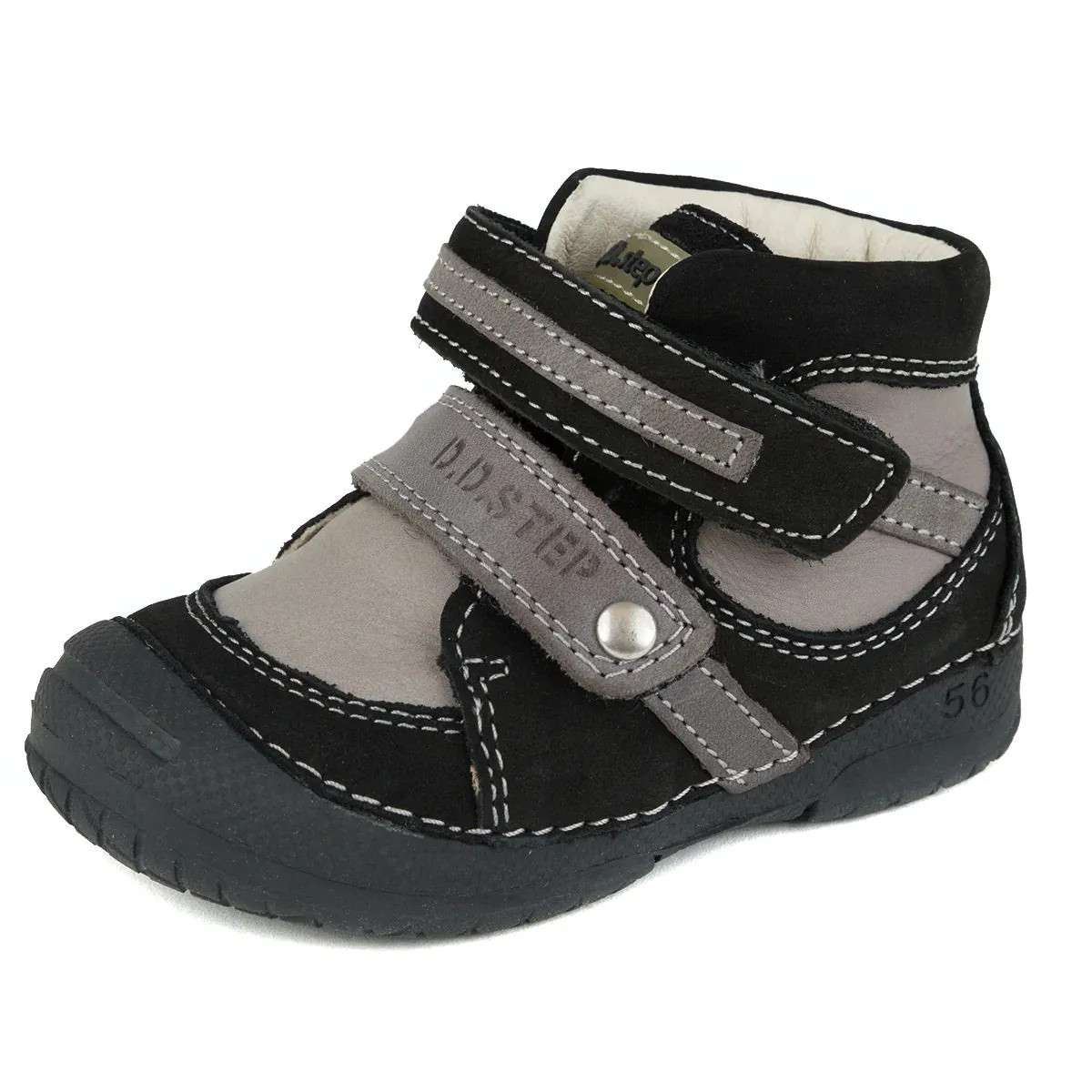 D.D. Step Toddler Boy Boots Grey And Black - Supportive Leather Shoes From Europe Kids Orthopedic