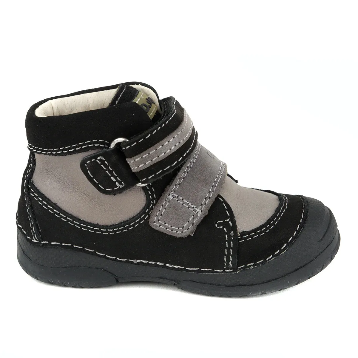 D.D. Step Toddler Boy Boots Grey And Black - Supportive Leather Shoes From Europe Kids Orthopedic