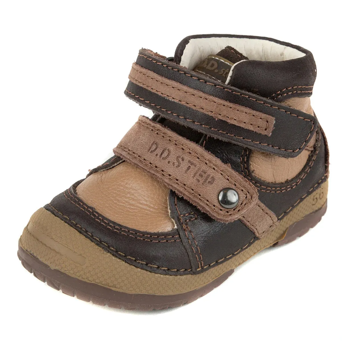 D.D. Step Toddler Boy Boots Light And Dark Brown - Supportive Leather Shoes From Europe Kids Orthopedic