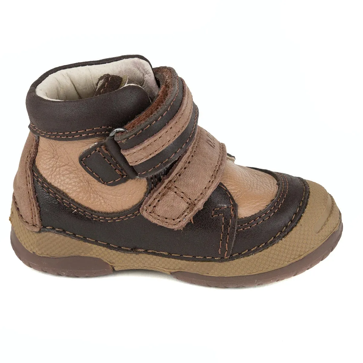 D.D. Step Toddler Boy Boots Light And Dark Brown - Supportive Leather Shoes From Europe Kids Orthopedic