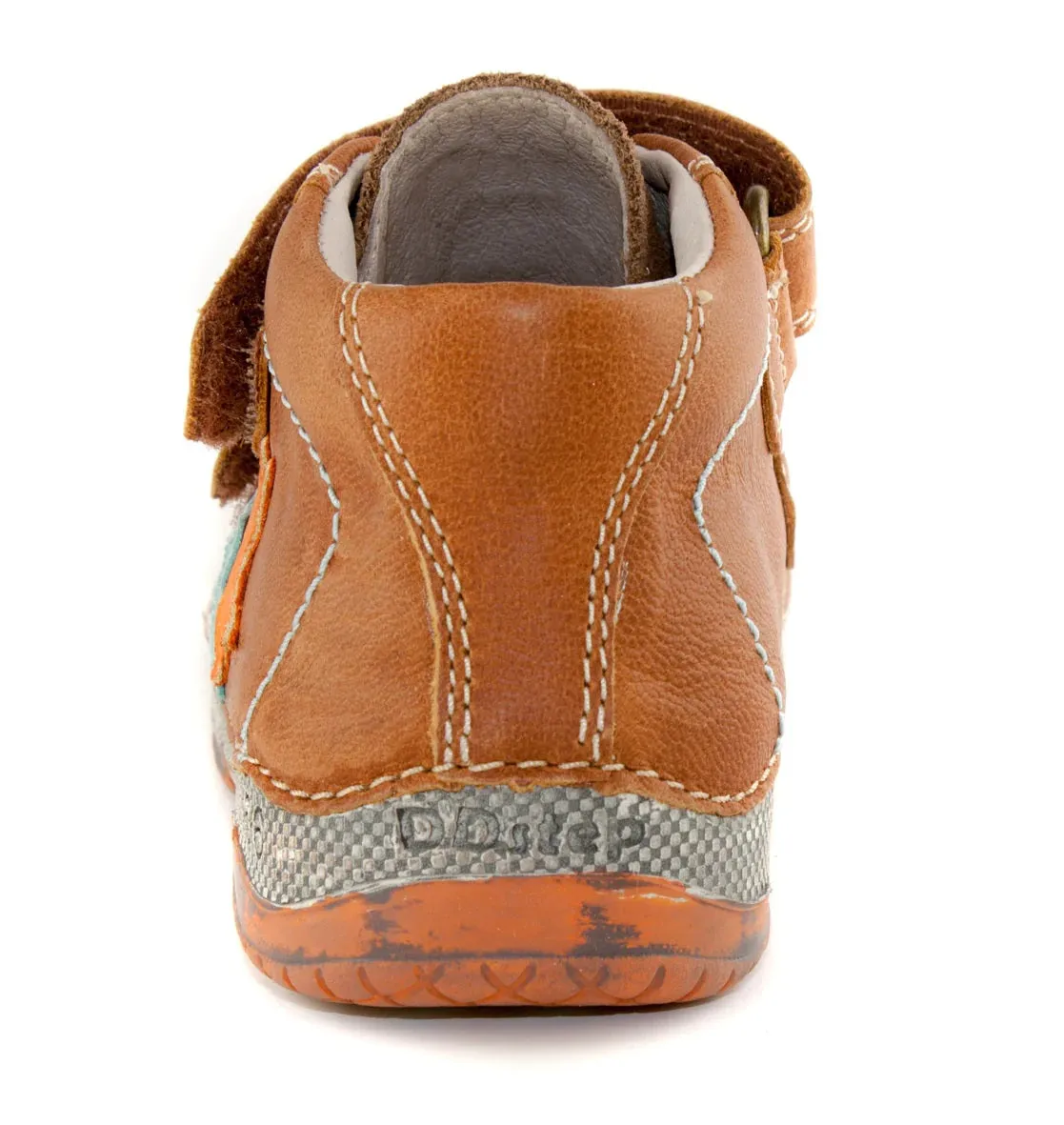 D.D. Step Toddler Boy Shoes Brown With Blue And Orange Star - Supportive Leather From Europe Kids Orthopedic