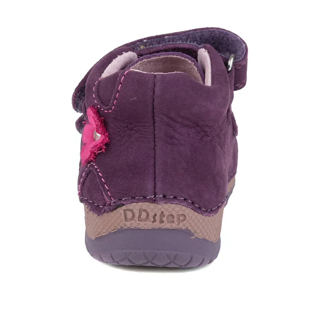 D.D. Step Toddler Girl Shoes Mauve With Flower - Supportive Leather From Europe Kids Orthopedic