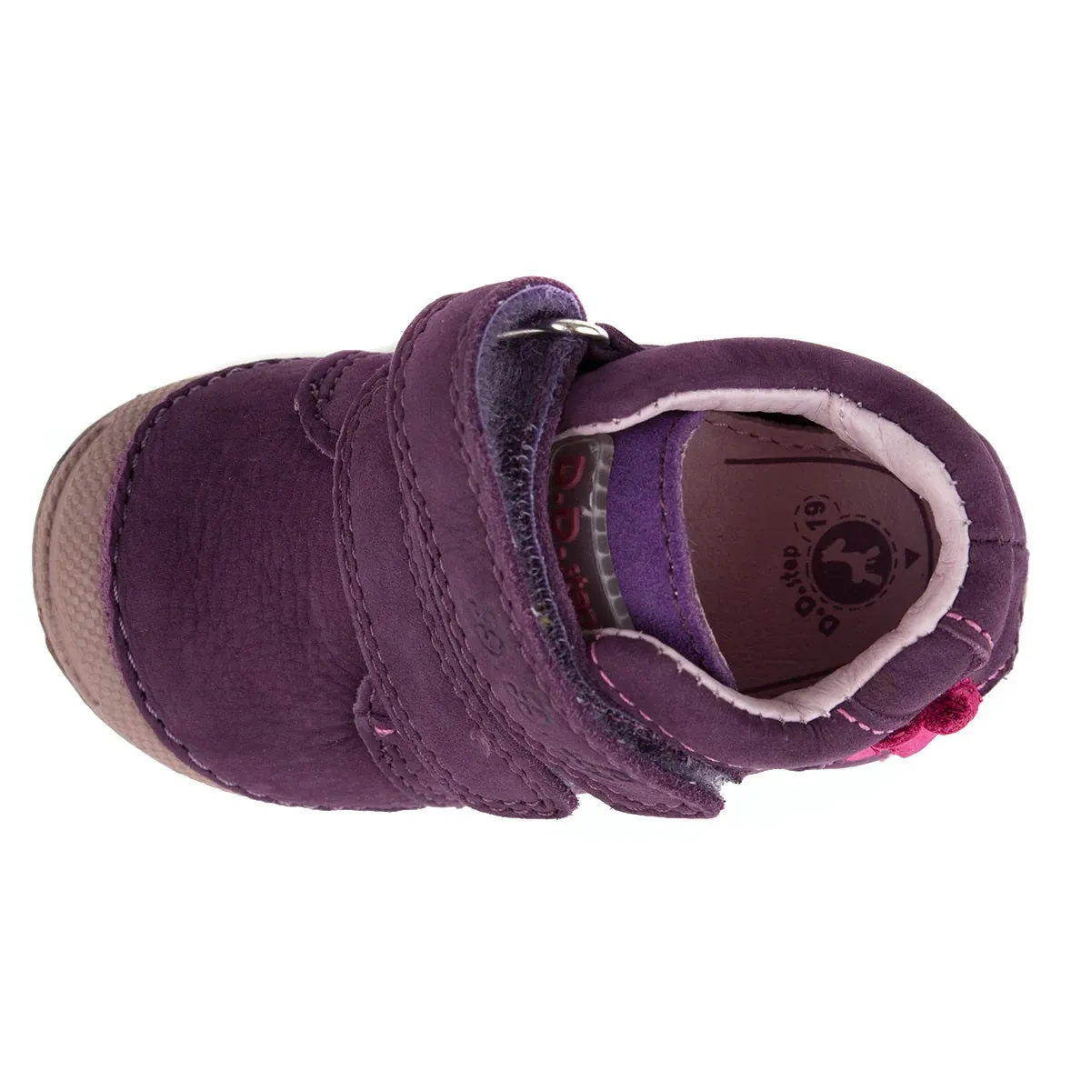 D.D. Step Toddler Girl Shoes Mauve With Flower - Supportive Leather From Europe Kids Orthopedic