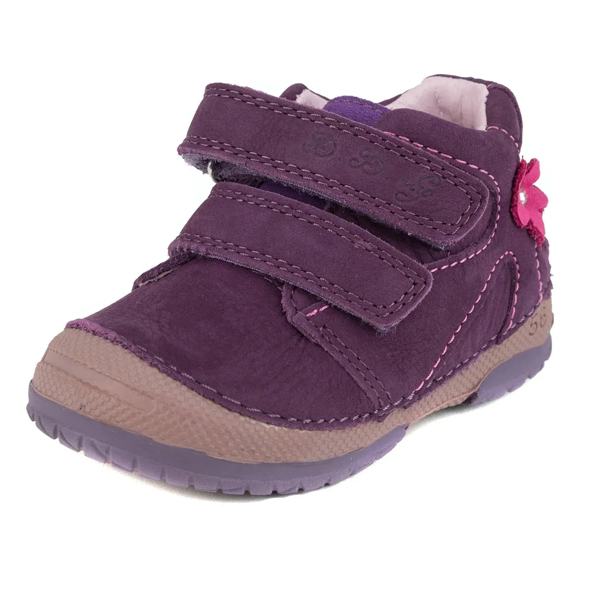 D.D. Step Toddler Girl Shoes Mauve With Flower - Supportive Leather From Europe Kids Orthopedic