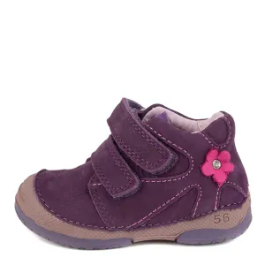 D.D. Step Toddler Girl Shoes Mauve With Flower - Supportive Leather From Europe Kids Orthopedic