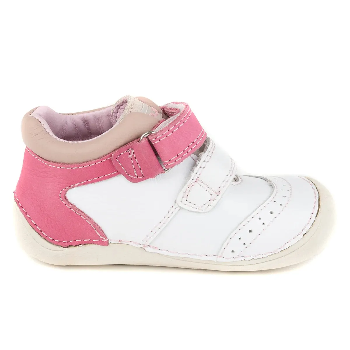 D.D. Step Toddler Girl Shoes White And Pink Butterfly Theme - Supportive Leather From Europe Kids Orthopedic