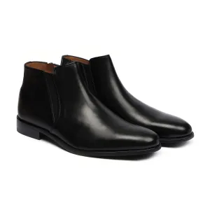Demi Black Zipper Chelsea Boots For Men's