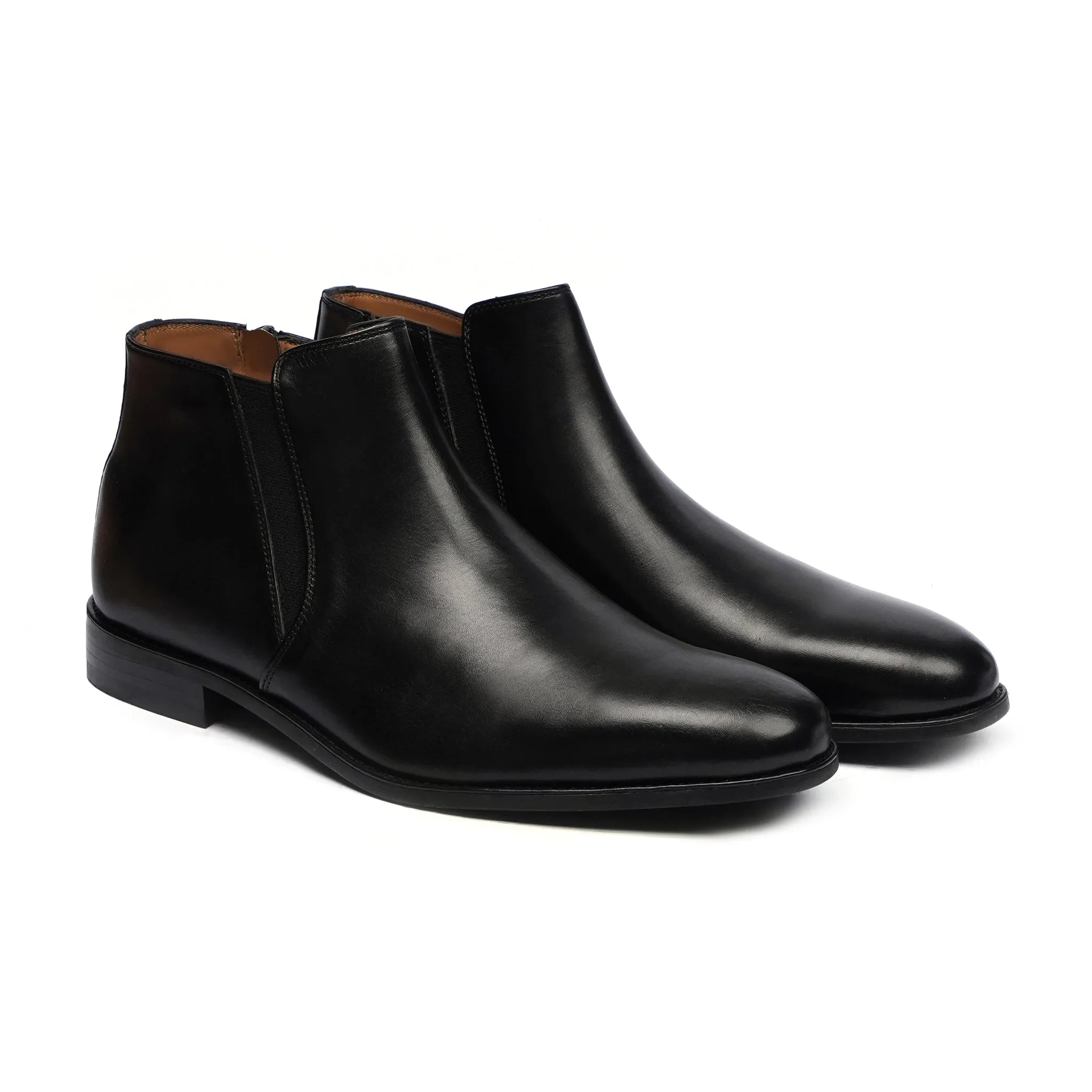 Demi Black Zipper Chelsea Boots For Men's