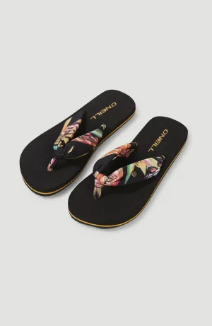 Ditsy Sun Sandalen | Black Tropical Flower