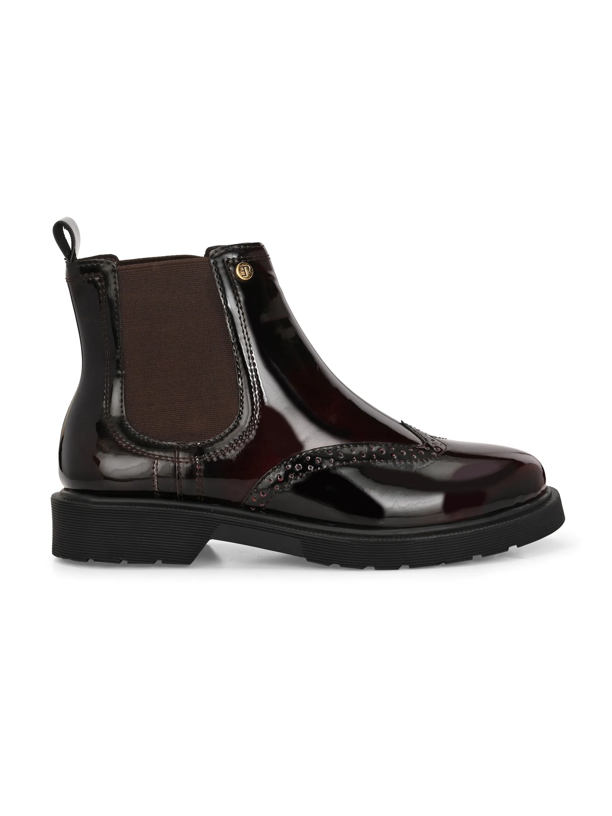 El Paso Women Wine Faux Leather Casual Chelsea Boots
