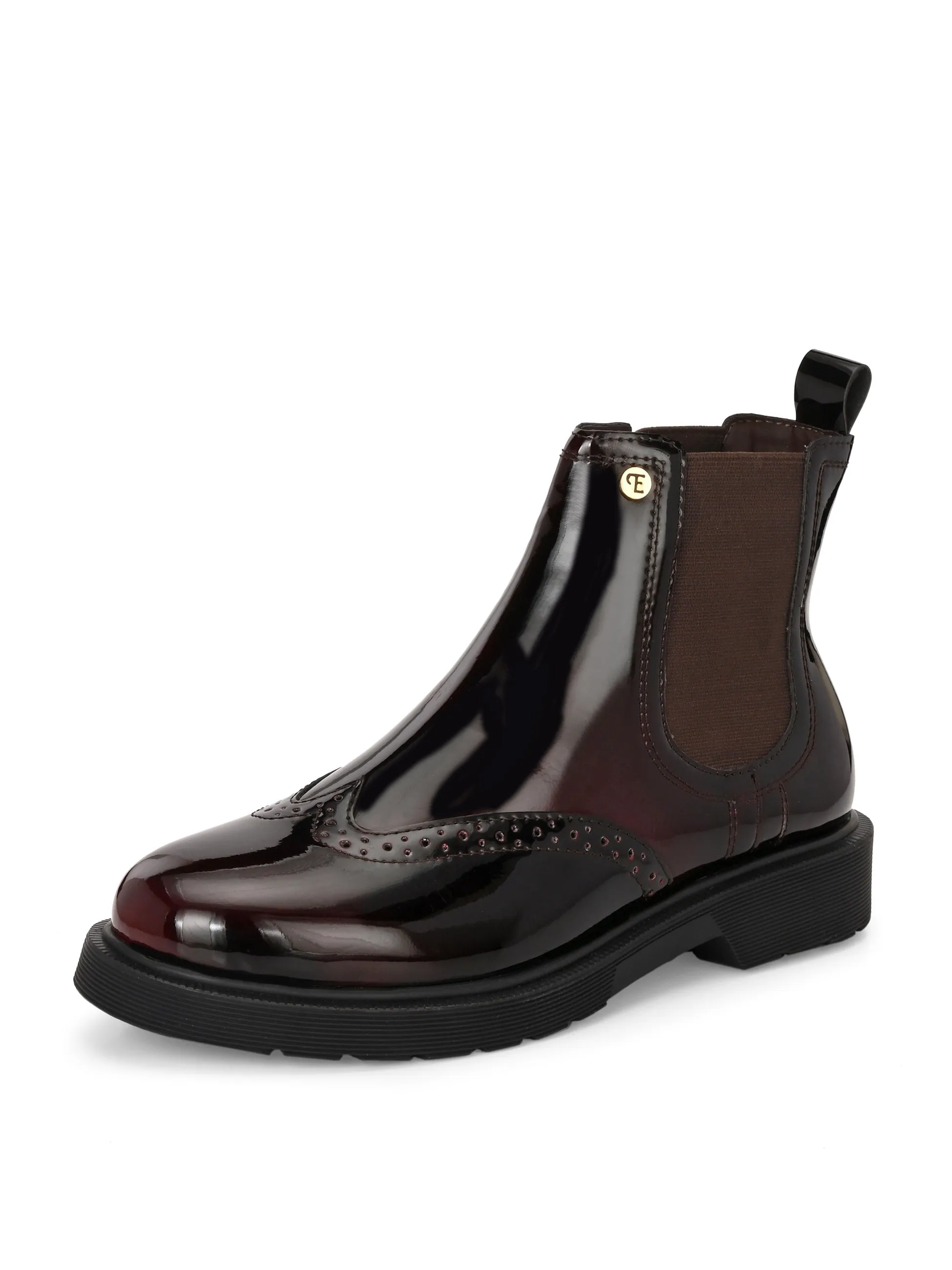 El Paso Women Wine Faux Leather Casual Chelsea Boots