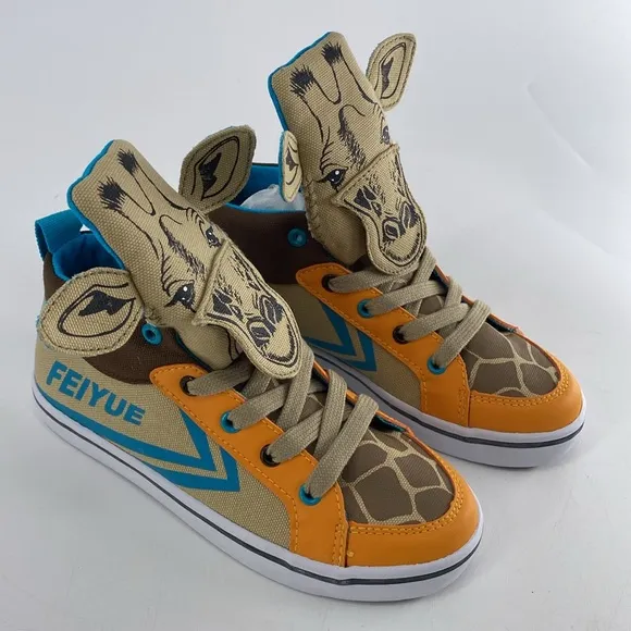 Feiyue Delta Mid‎ Animal (Giraffe) Hi Top Sneakers Little Boy Youth Sz 1