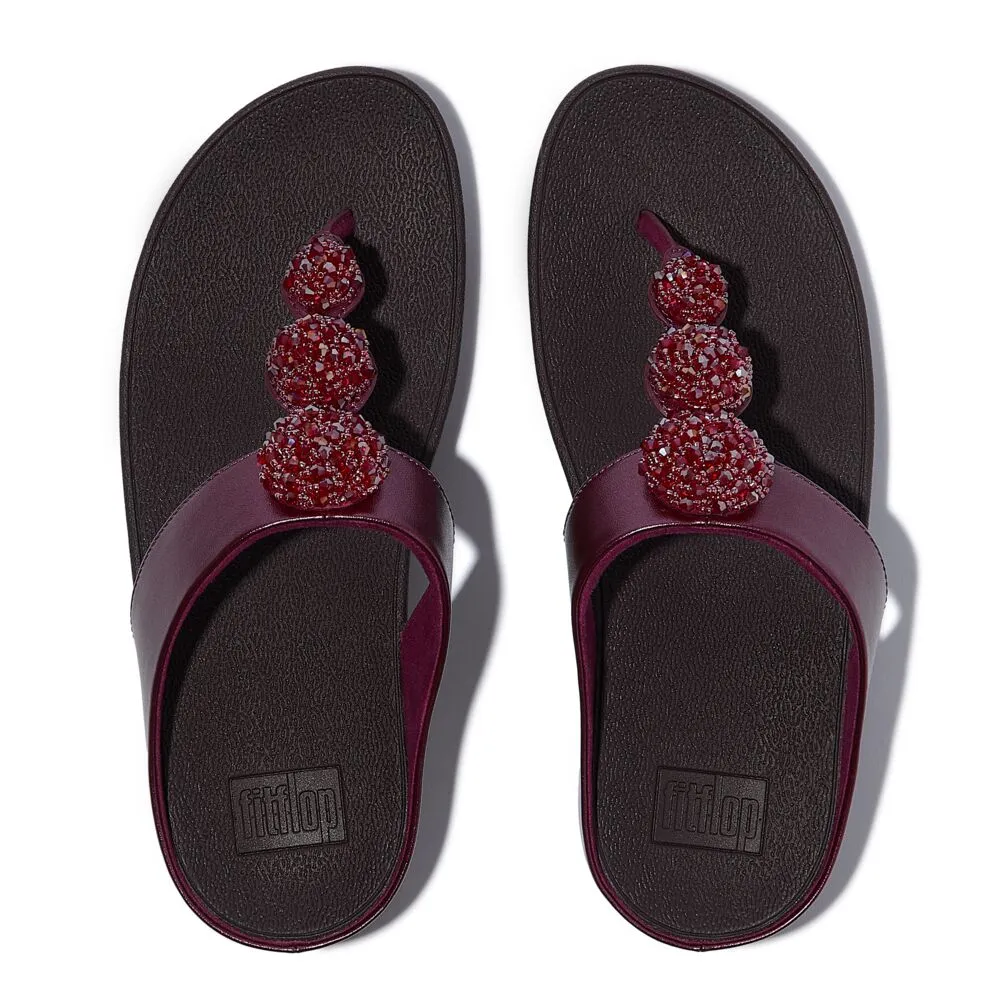 FitFlop Fino Beadie Button Metallic Sandals - Metallic Ruby