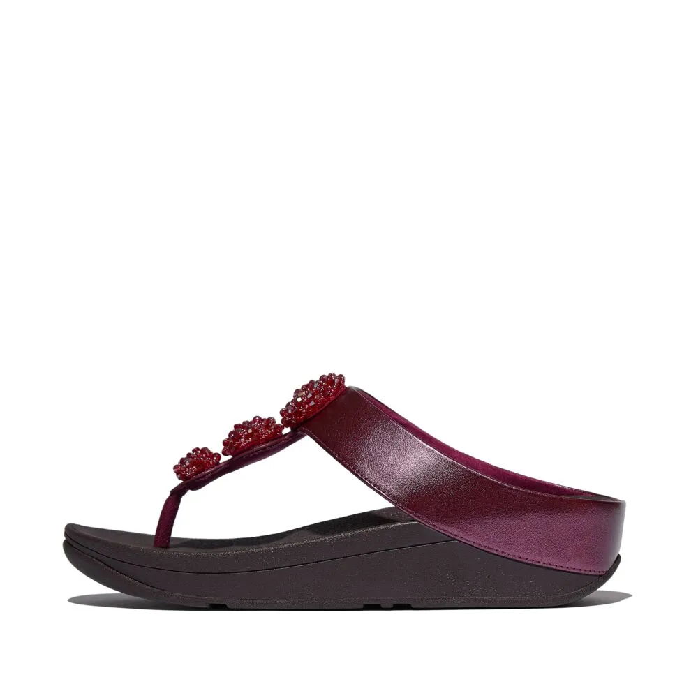 FitFlop Fino Beadie Button Metallic Sandals - Metallic Ruby