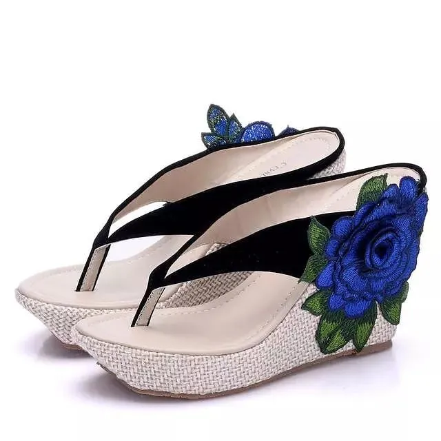 Floral Flip Flops Thick Bottom Sandals Sexy Women Shoes