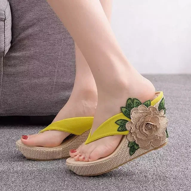 Floral Flip Flops Thick Bottom Sandals Sexy Women Shoes