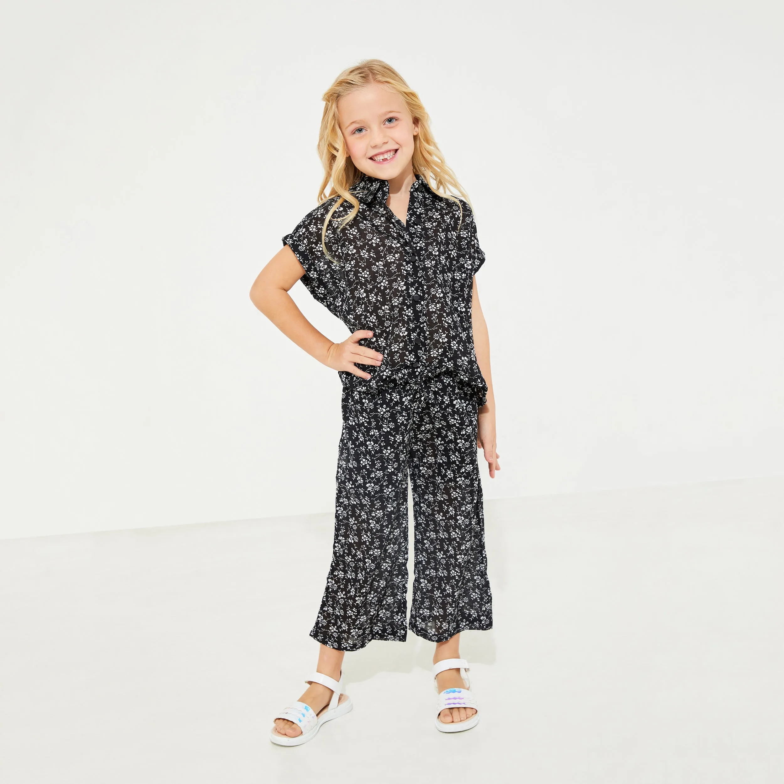 Fluid Floral Top & Bottom Set