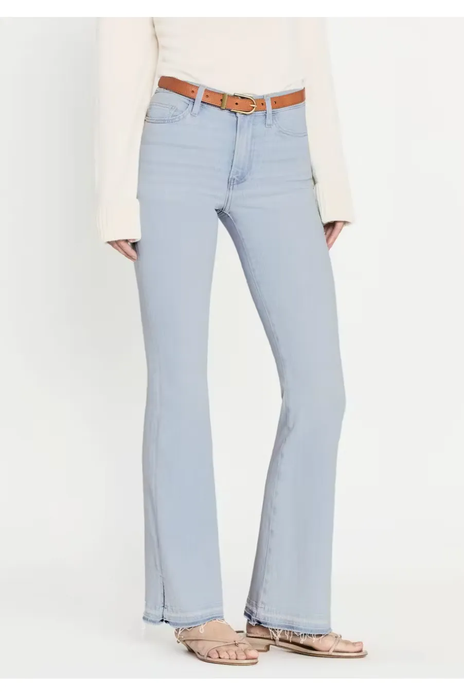 FRAME - Le Easy Flare Released Fray Side Slit in Clarity