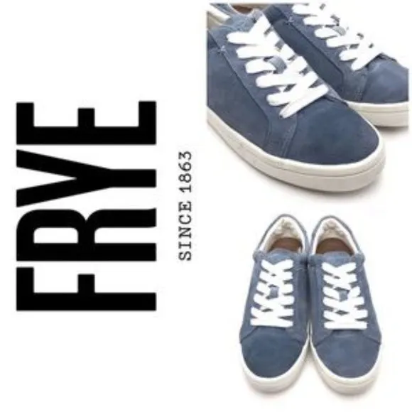 Frye Kerry Low Lace 71351 Aqua Blue Suede Lifestyle Sneakers