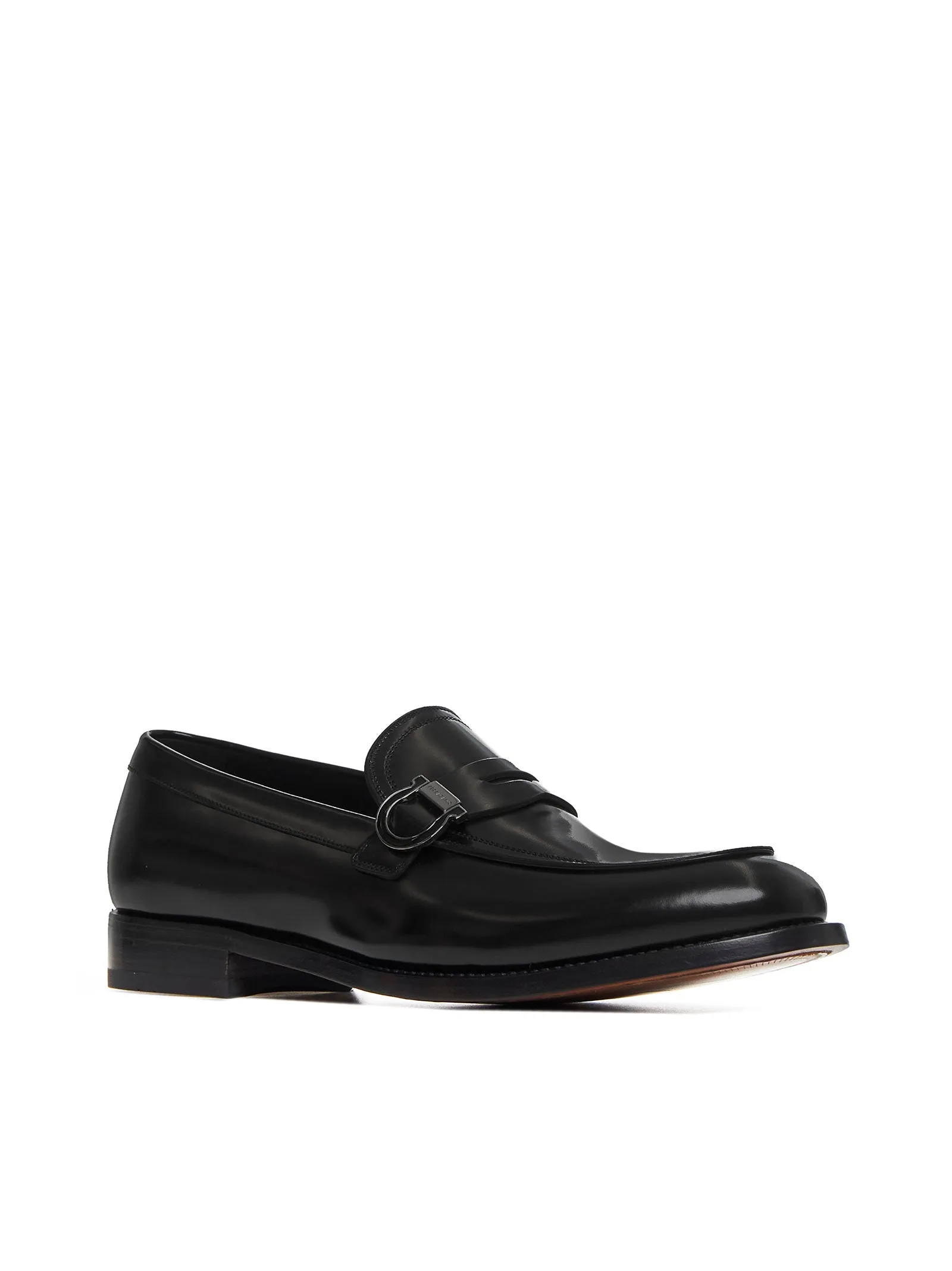 Gancini leather loafers