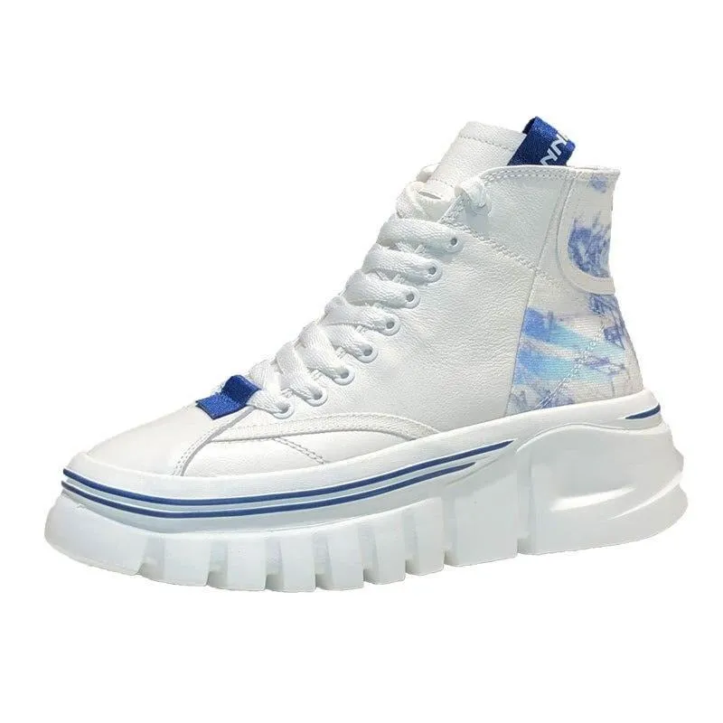 Genuine Leather High-Top Platform Women's Sneakers