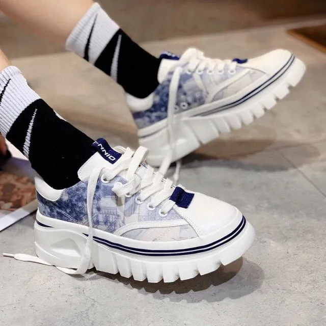 Genuine Leather High-Top Platform Women's Sneakers
