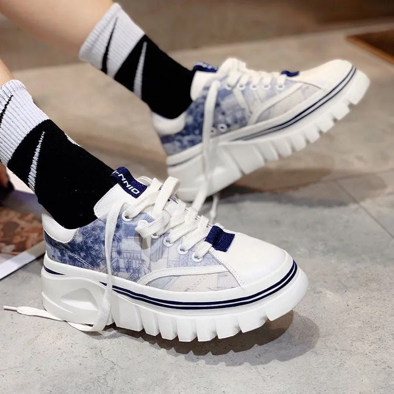 Genuine Leather High-Top Platform Women's Sneakers