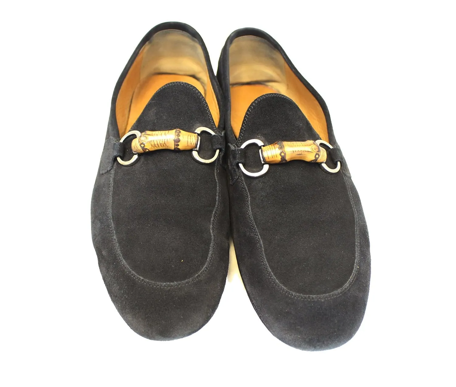 Gucci Bamboo Horsebit Black Suede Loafers 368435 Size 7