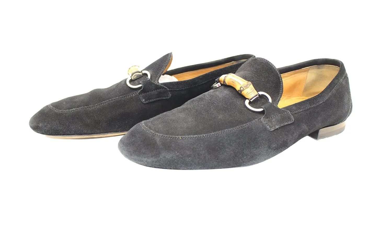 Gucci Bamboo Horsebit Black Suede Loafers 368435 Size 7