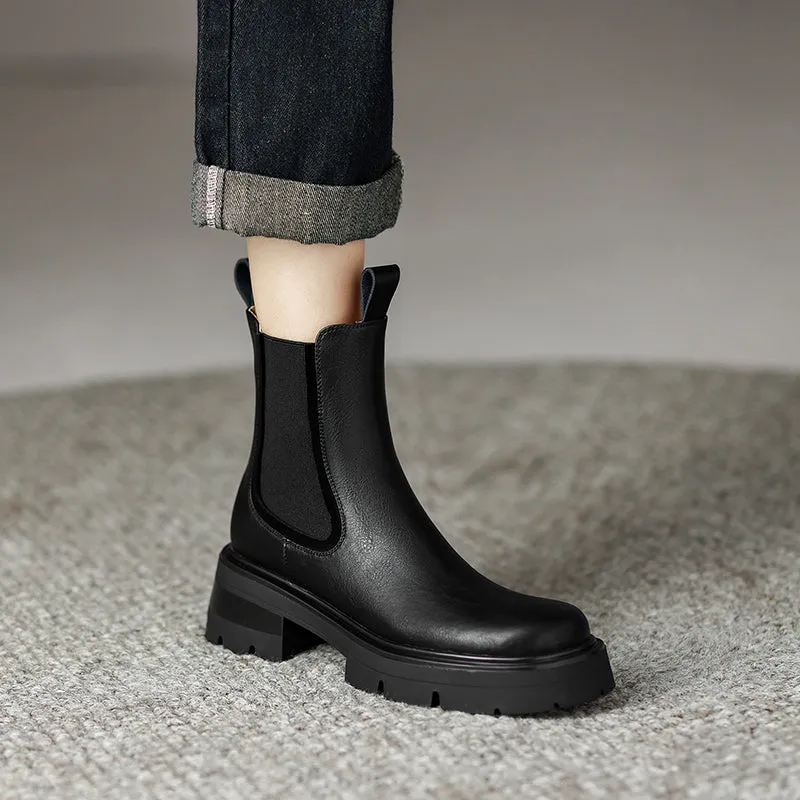 Hanan Women's Platform Chelsea Boots Black