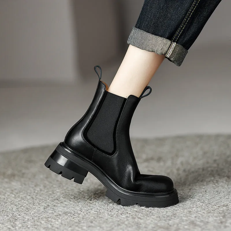 Hanan Women's Platform Chelsea Boots Black
