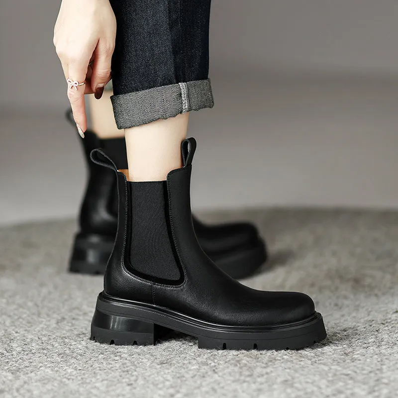 Hanan Women's Platform Chelsea Boots Black