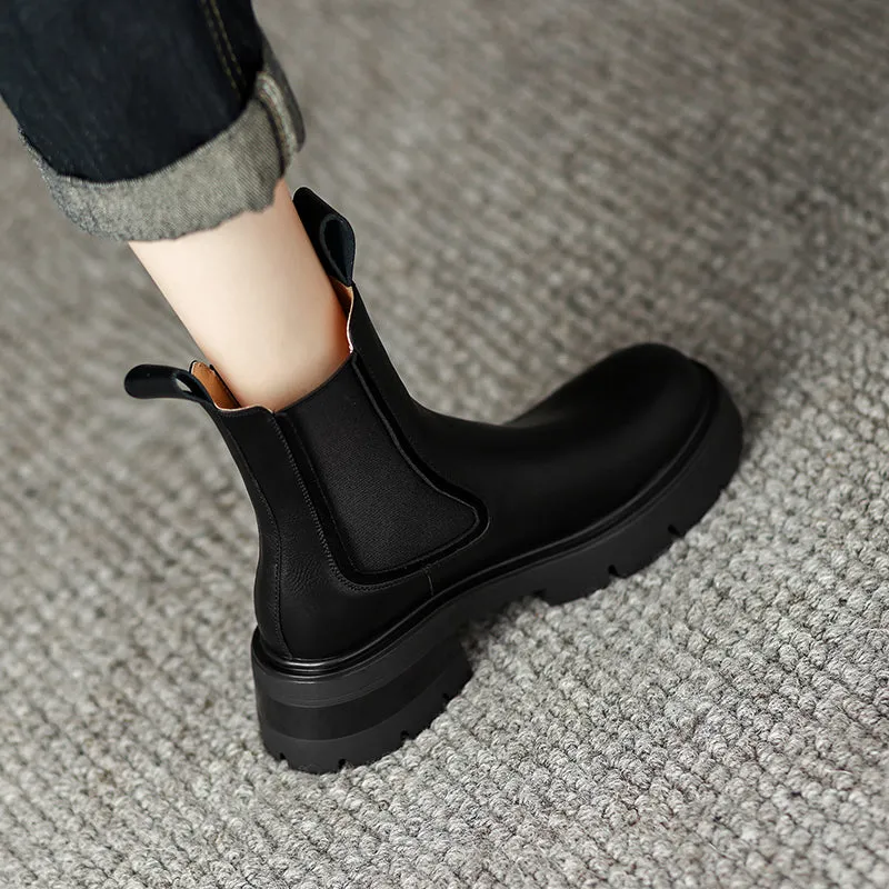 Hanan Women's Platform Chelsea Boots Black
