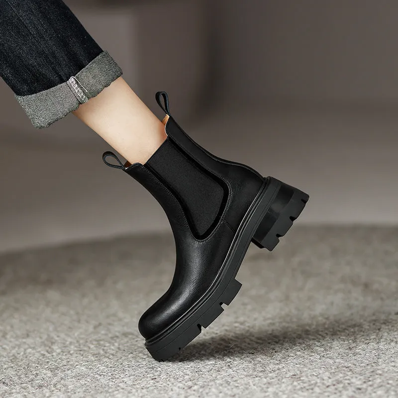Hanan Women's Platform Chelsea Boots Black