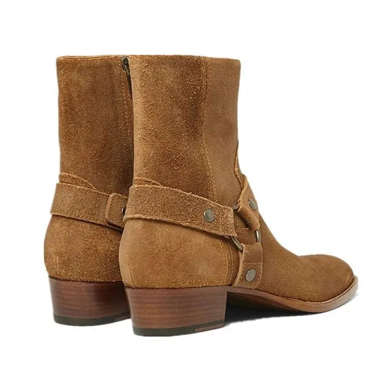 Handmade Brown Cow Suede Men's Chelsea Boots