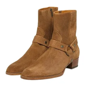 Handmade Brown Cow Suede Men's Chelsea Boots