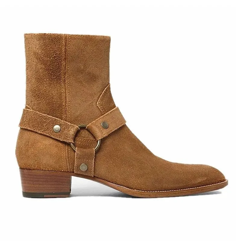 Handmade Brown Cow Suede Men's Chelsea Boots