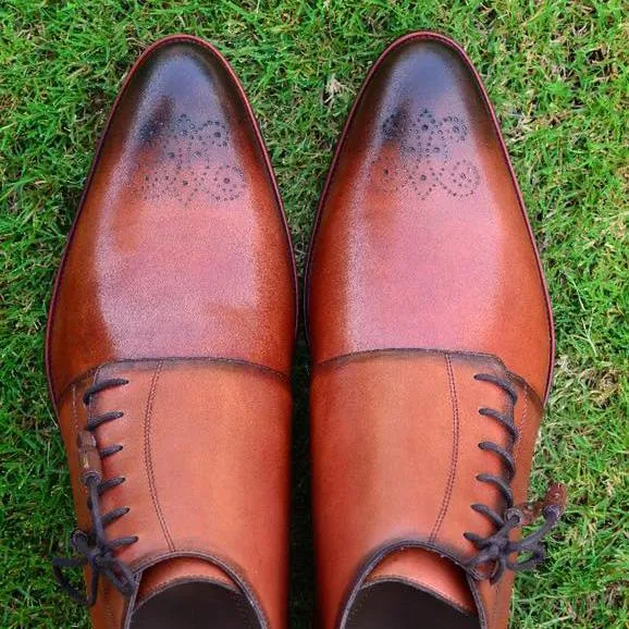 Handmade Brown Leather Lace-Up Chukka Boots for Men