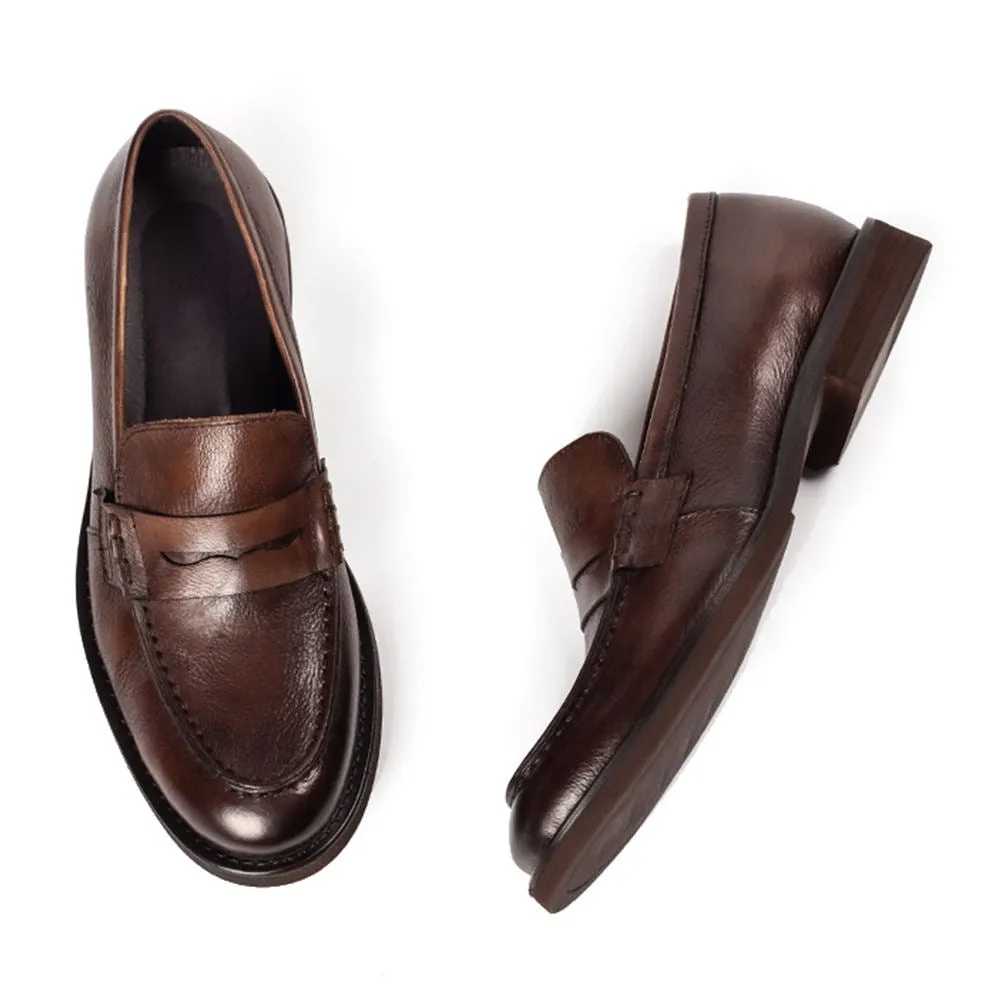 Handmade Cow Leather Penny Loafers for Men