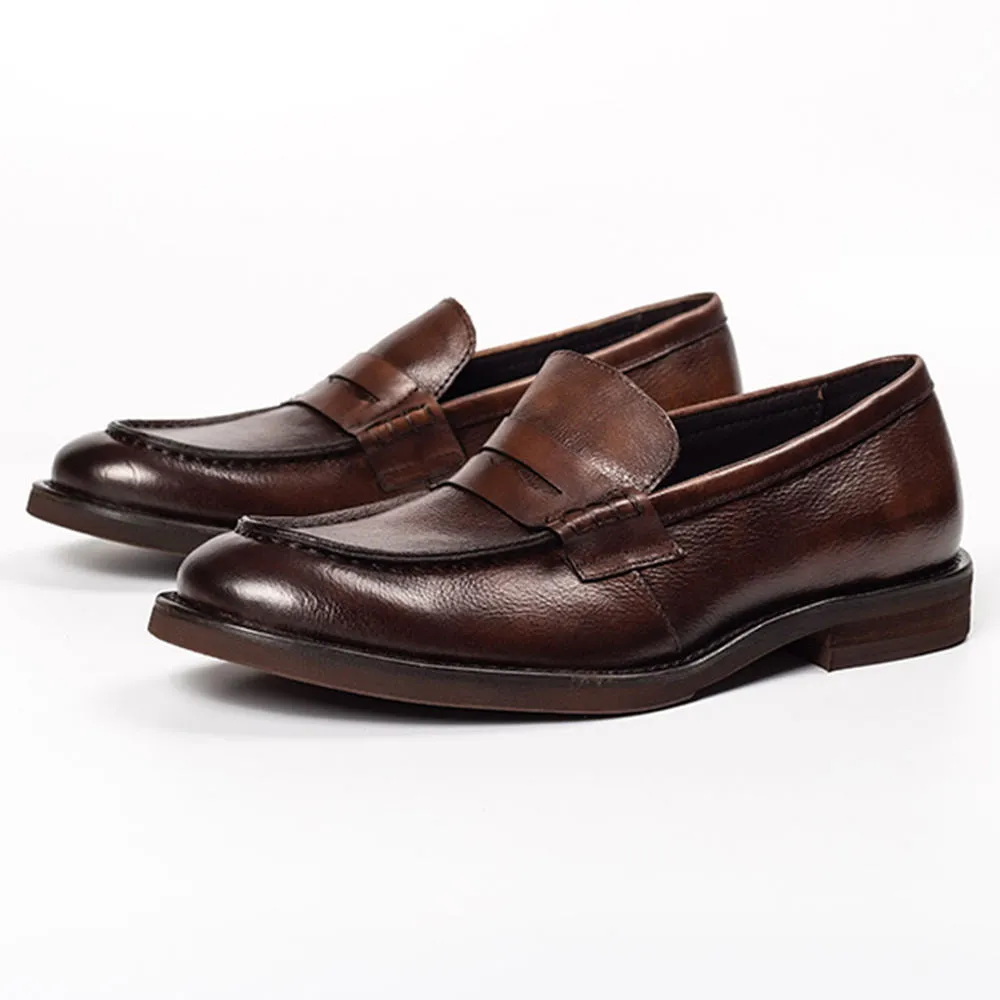 Handmade Cow Leather Penny Loafers for Men