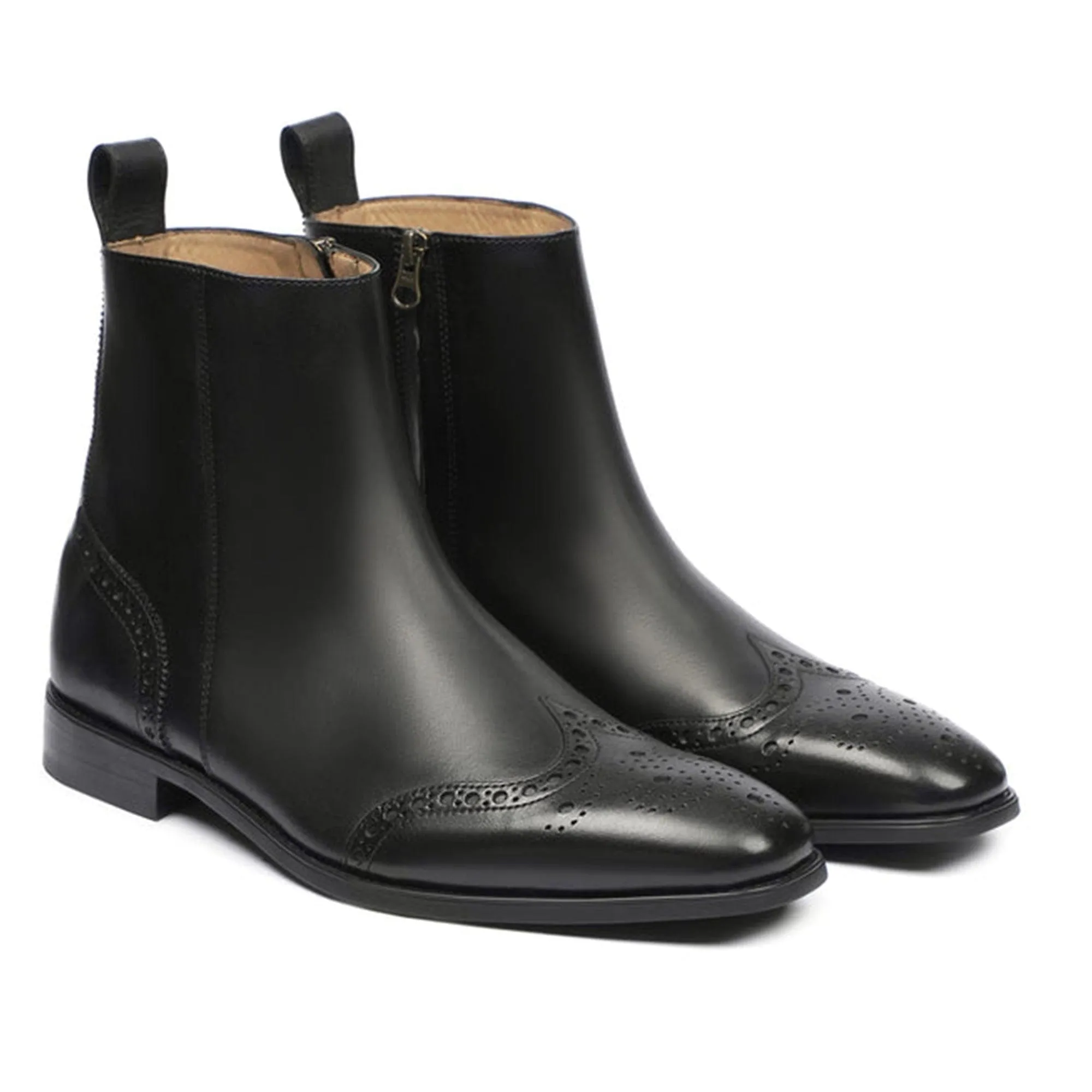 Handmade Customisable Black Leather Chelsea Boots For Men