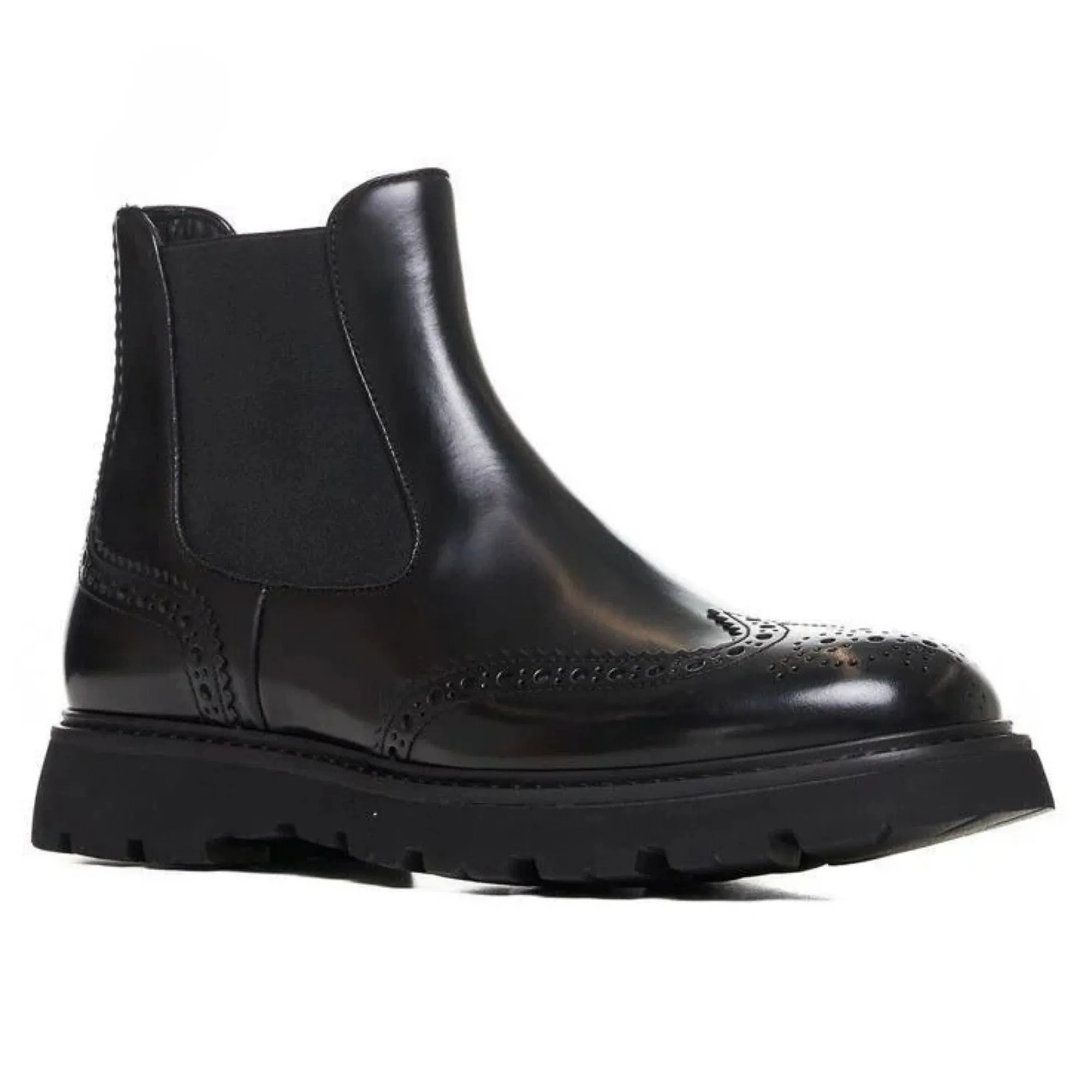 Handmade Customisable Black Leather Chunky Sole Chelsea Boots
