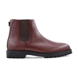 Handmade Customisable Calf Pebbel Leather Oxblood Chelsea Boot For Men