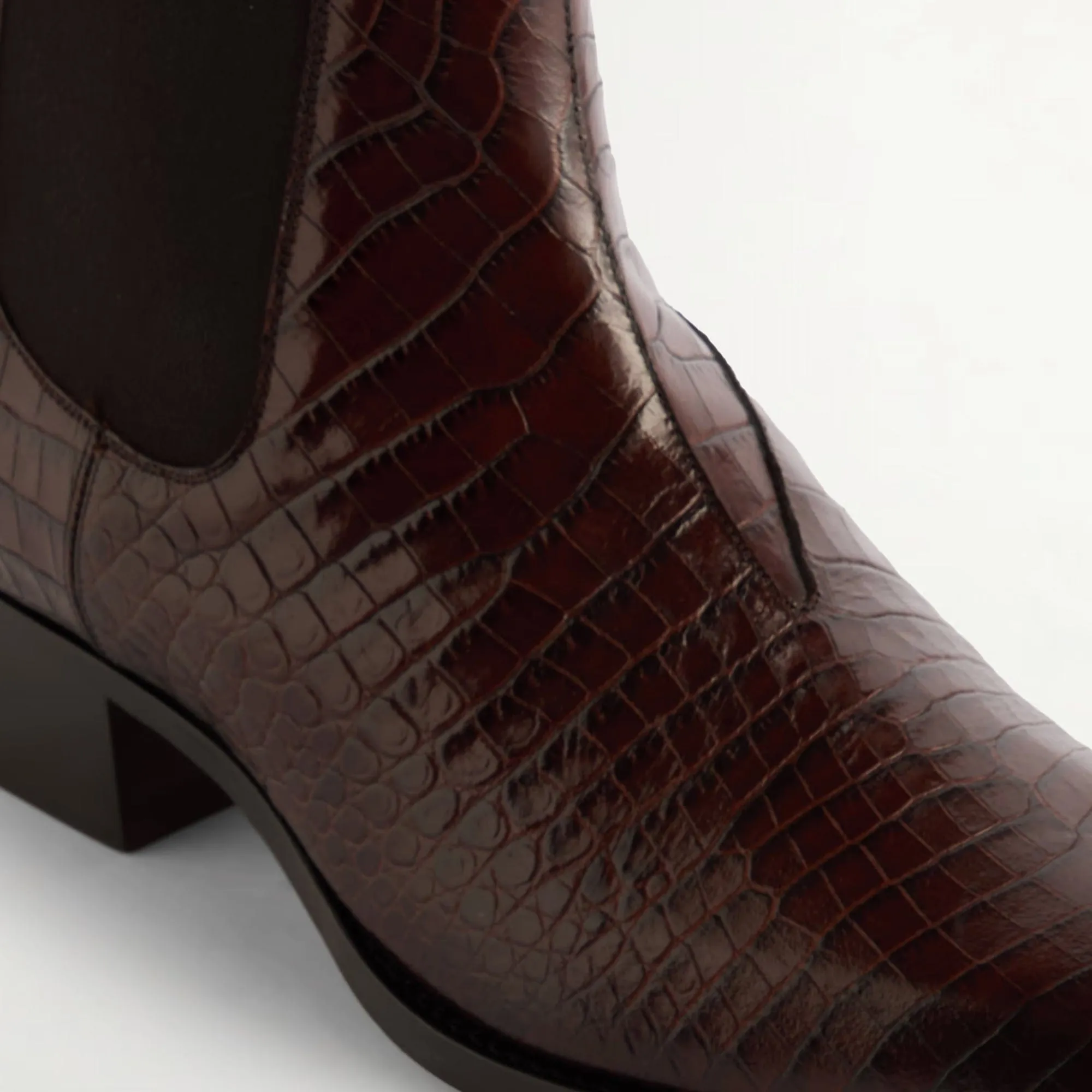 Handmade Customizable Croc-Effect Leather Chelsea Boots