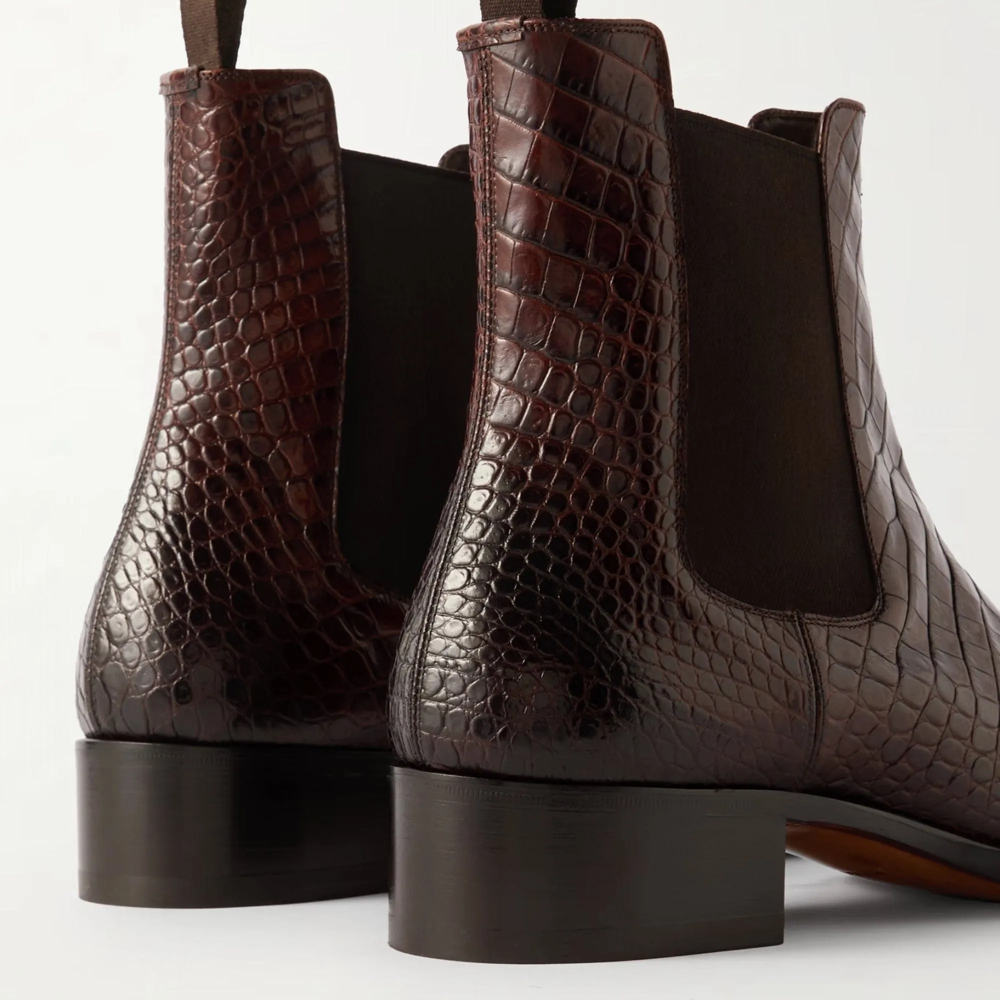 Handmade Customizable Croc-Effect Leather Chelsea Boots