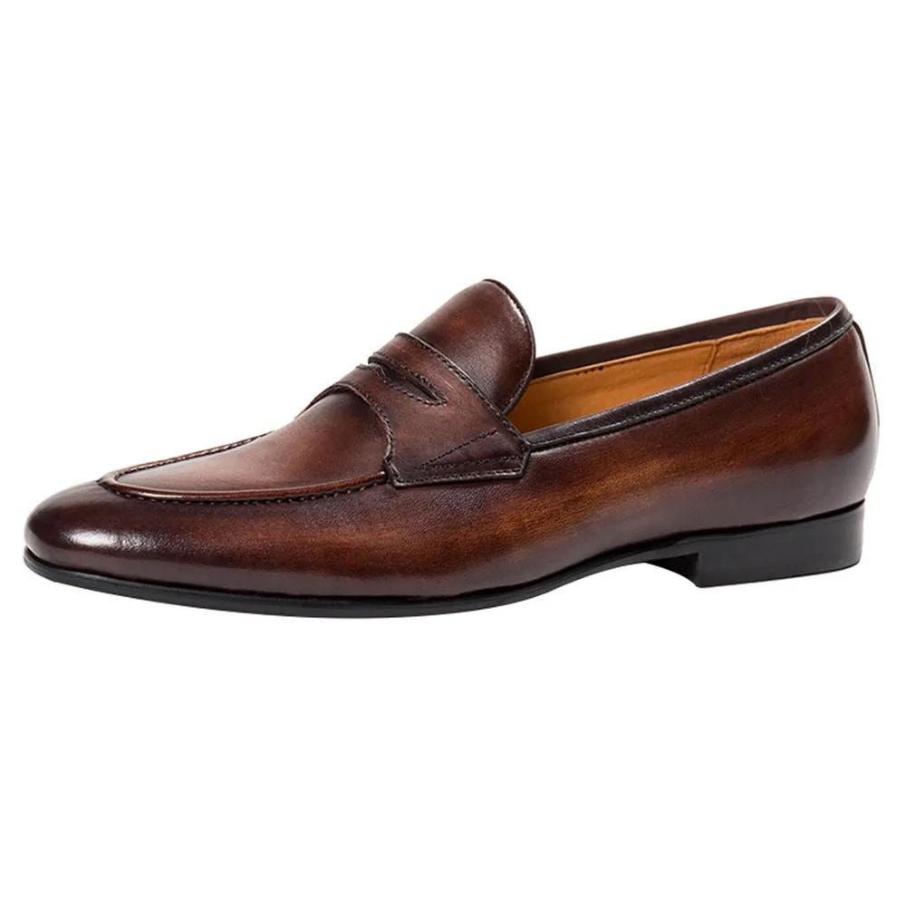 Handmade Leather Formal Penny Loafer Shoes for Men