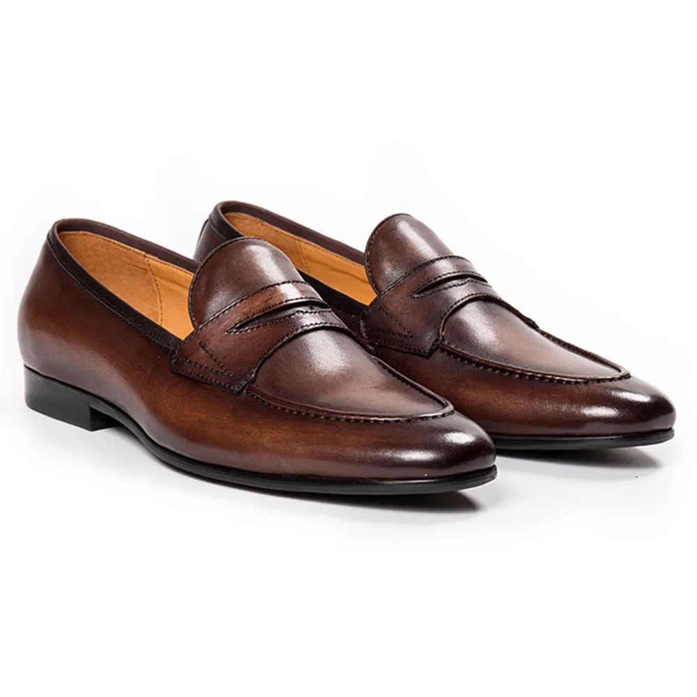 Handmade Leather Formal Penny Loafer Shoes for Men
