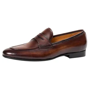 Handmade Leather Formal Penny Loafer Shoes for Men
